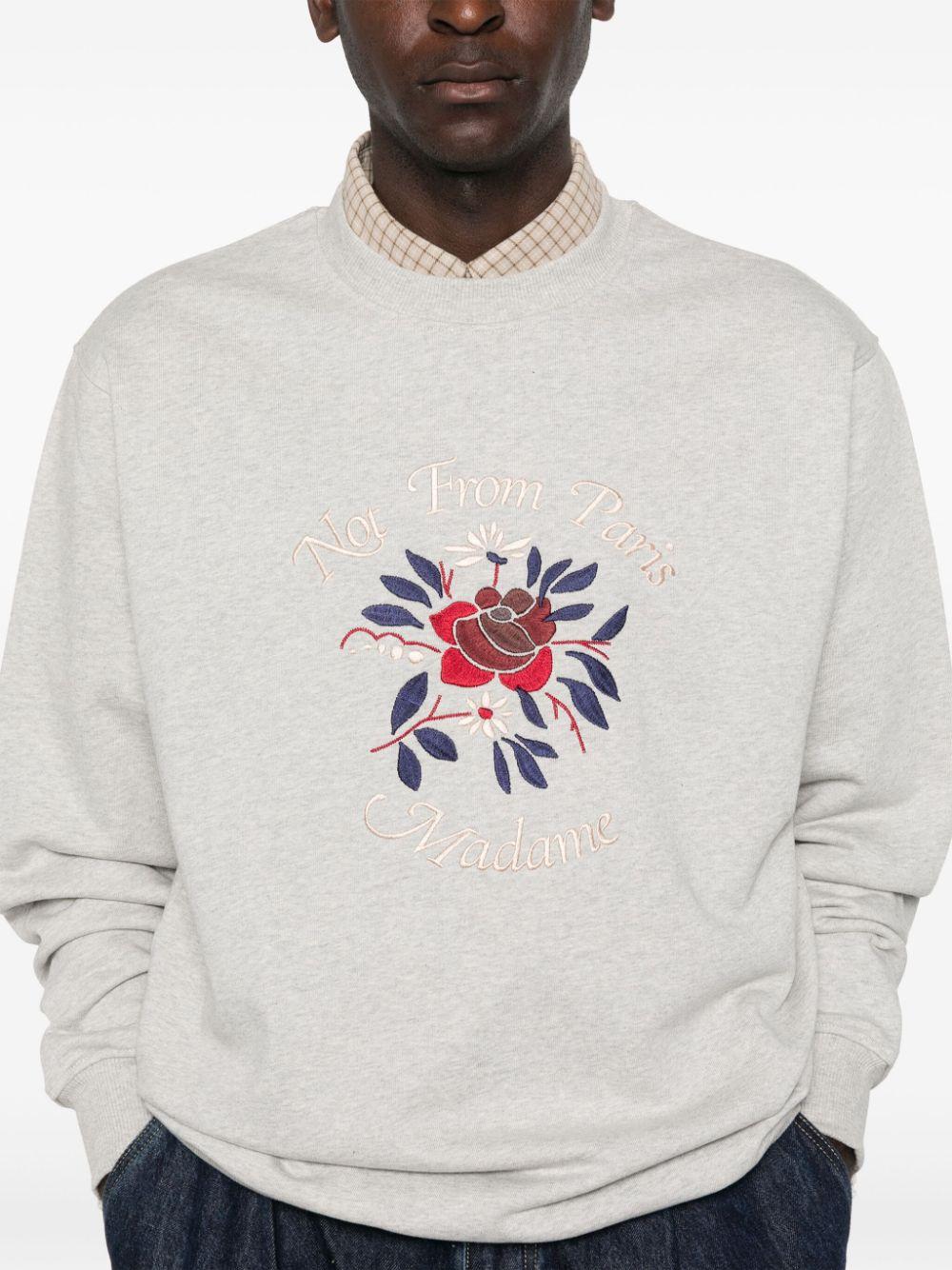 Embroidered-slogan sweatshirt<BR/><BR/><BR/> SW152 CO127GY DRÔLE DE MONSIEUR 