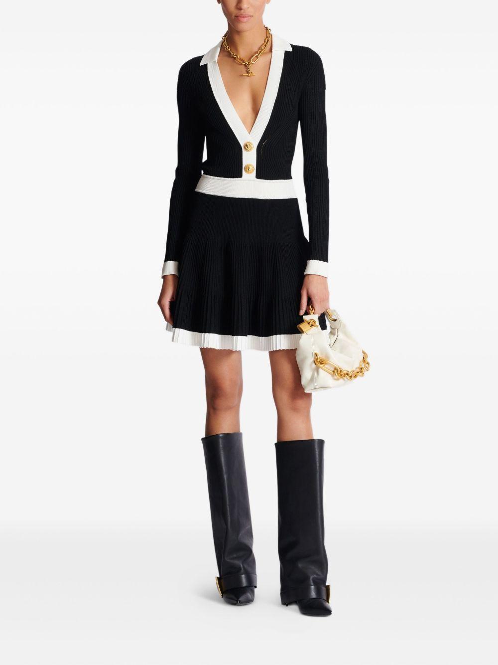 Two-tone stretch knit mini dress FF1R9858Ki64 EAB BALMAIN 