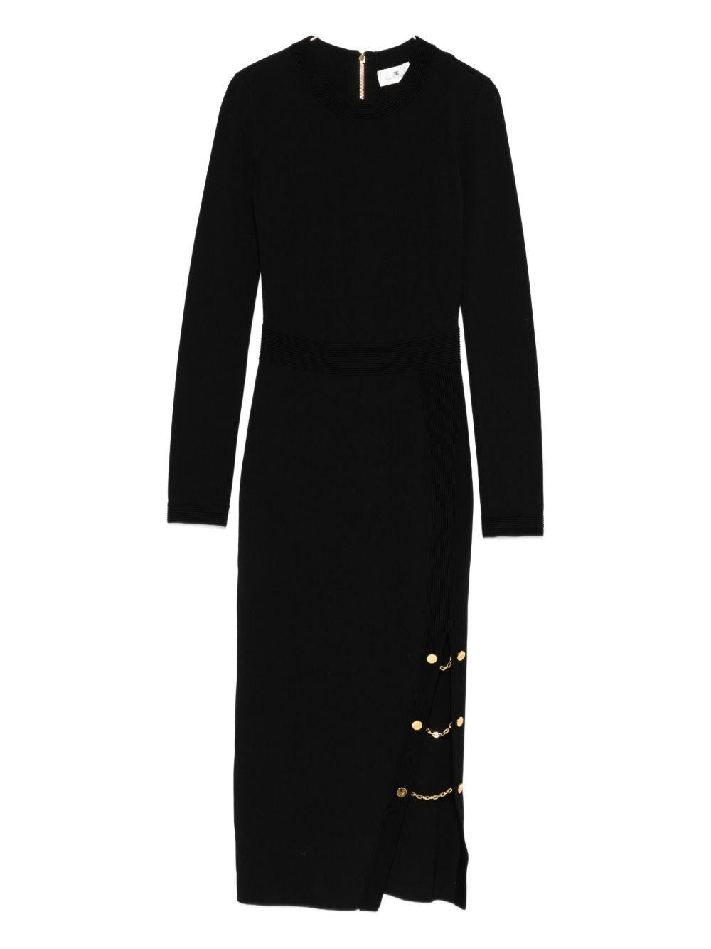 Viscose knit dress with jewel cufflinks AM28S57E2 110 ELISABETTA FRANCHI 