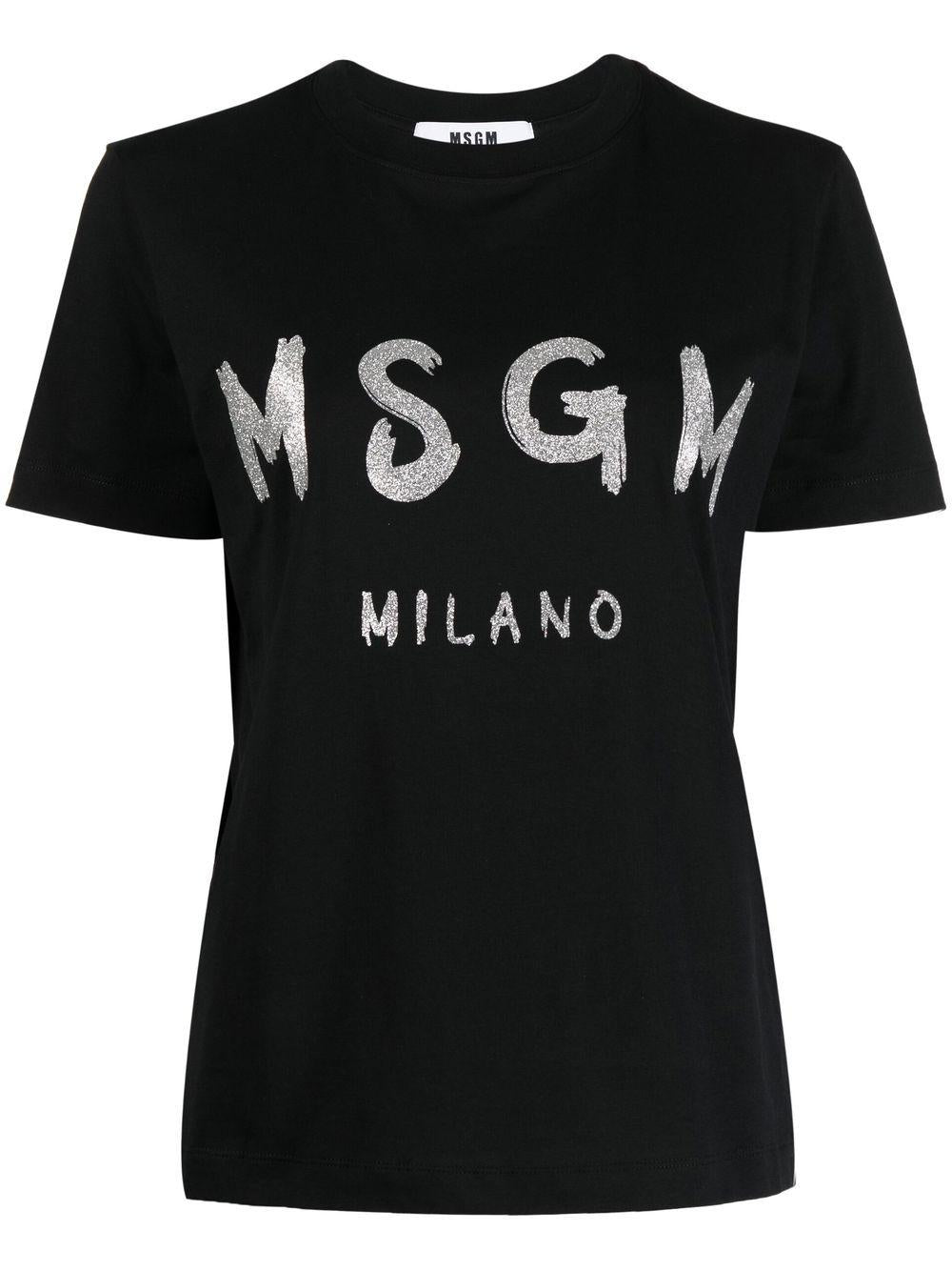 Graffiti logo-print T-shirt<BR/><BR/><BR/> 3441MDM510G 23700299 MSGM 