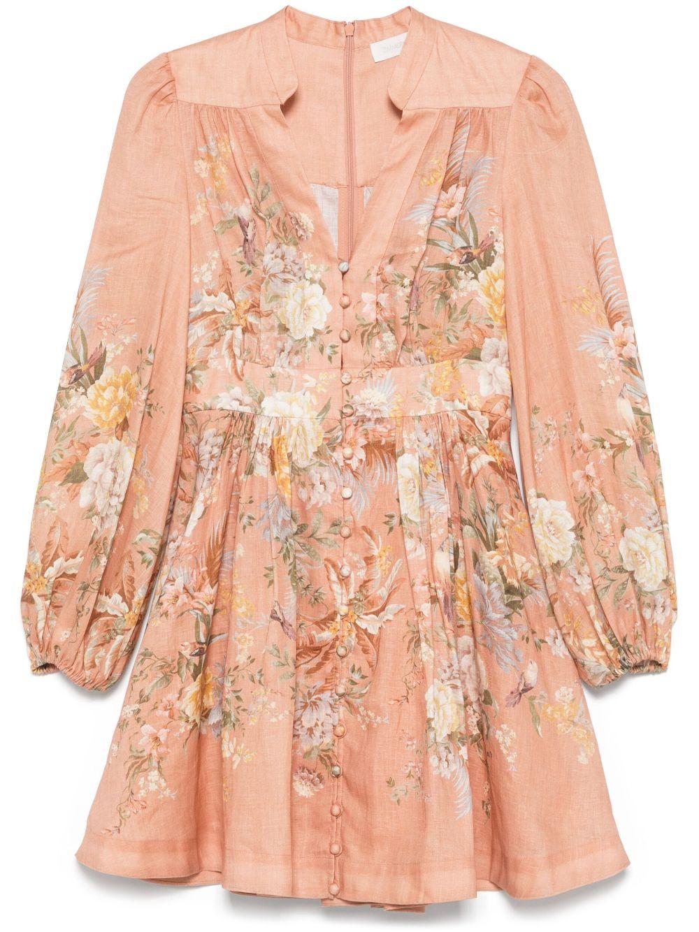 Tallow Plunge mini dress<BR/><BR/><BR/> 0932DRS253 PKMF ZIMMERMANN 