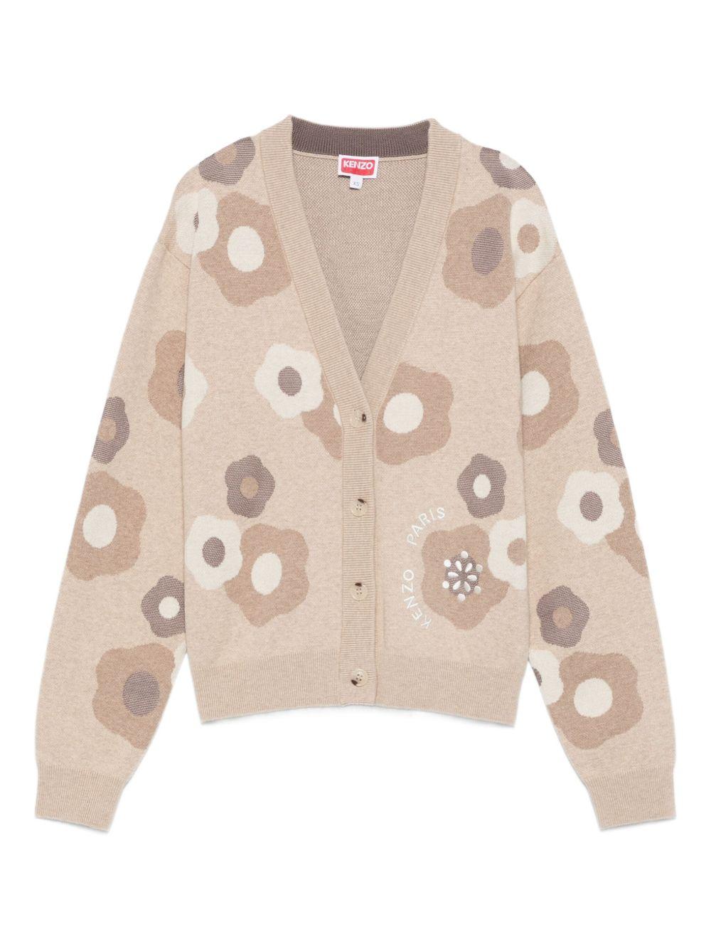 'Hana Dots' embroidered cardigan in mixed cotton wool FF62CA7023CR 11BEIGE KENZO 