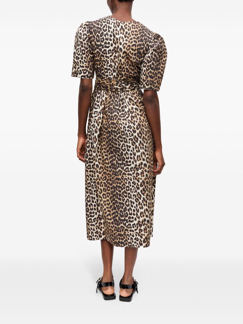 Leopard-print midi dress<BR/><BR/><BR/> W0373 943 GANNI 