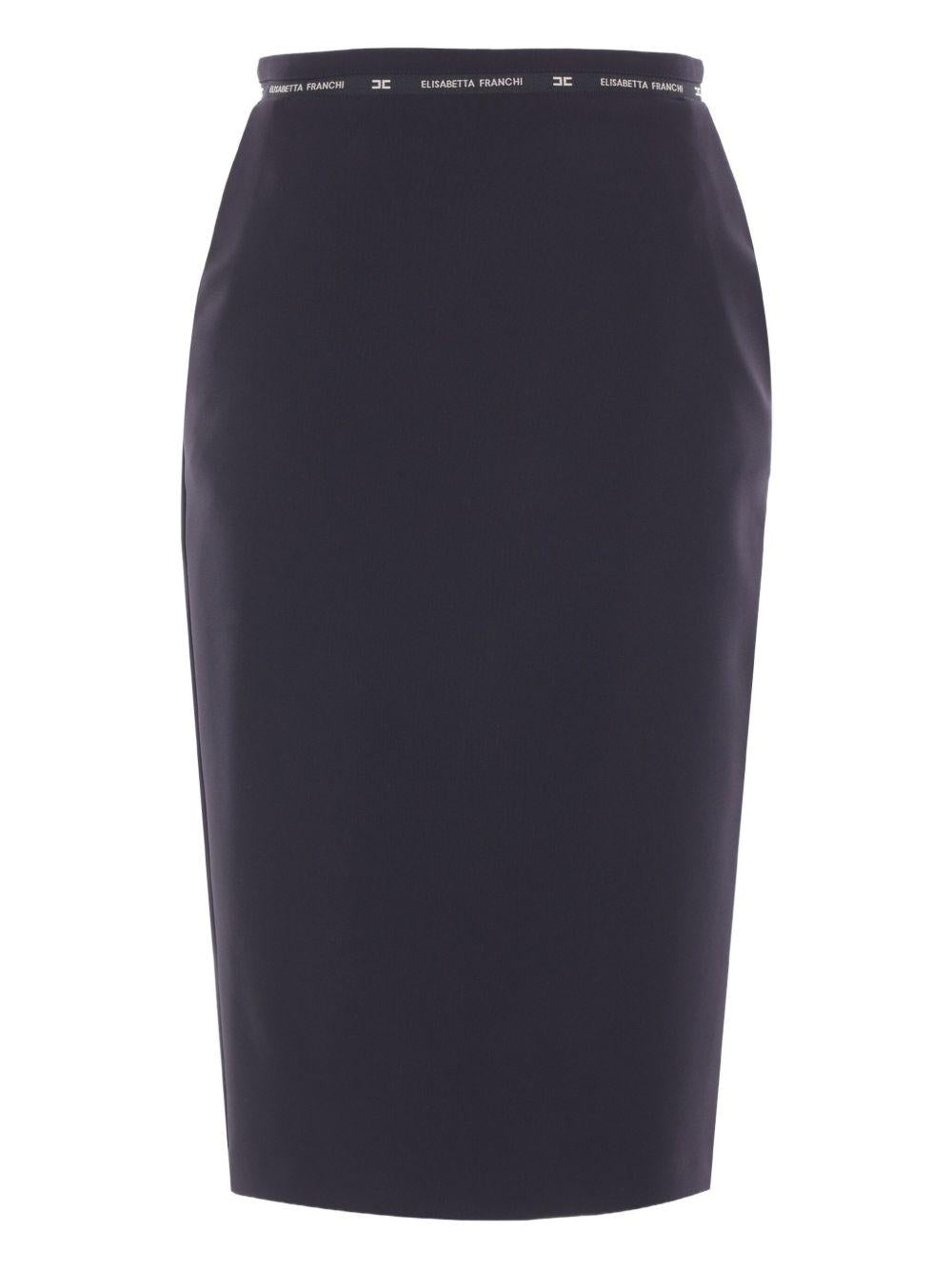 Skirt in crêpe fabric with logo ribbon GO11856E2 110 ELISABETTA FRANCHI 