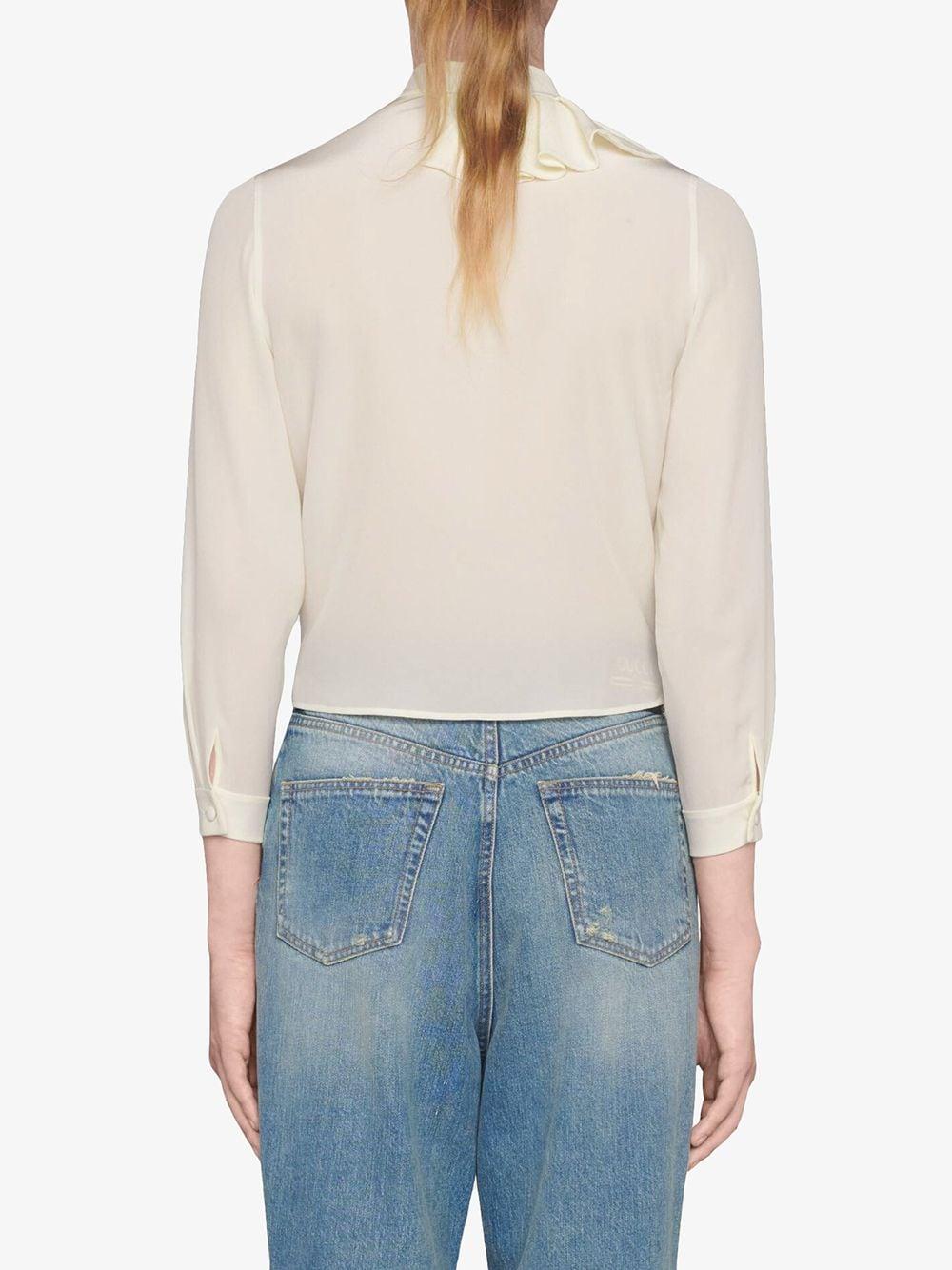 Blusa con ruches con colletto alla coreana 642439 ZAAOG9154 GUCCI 