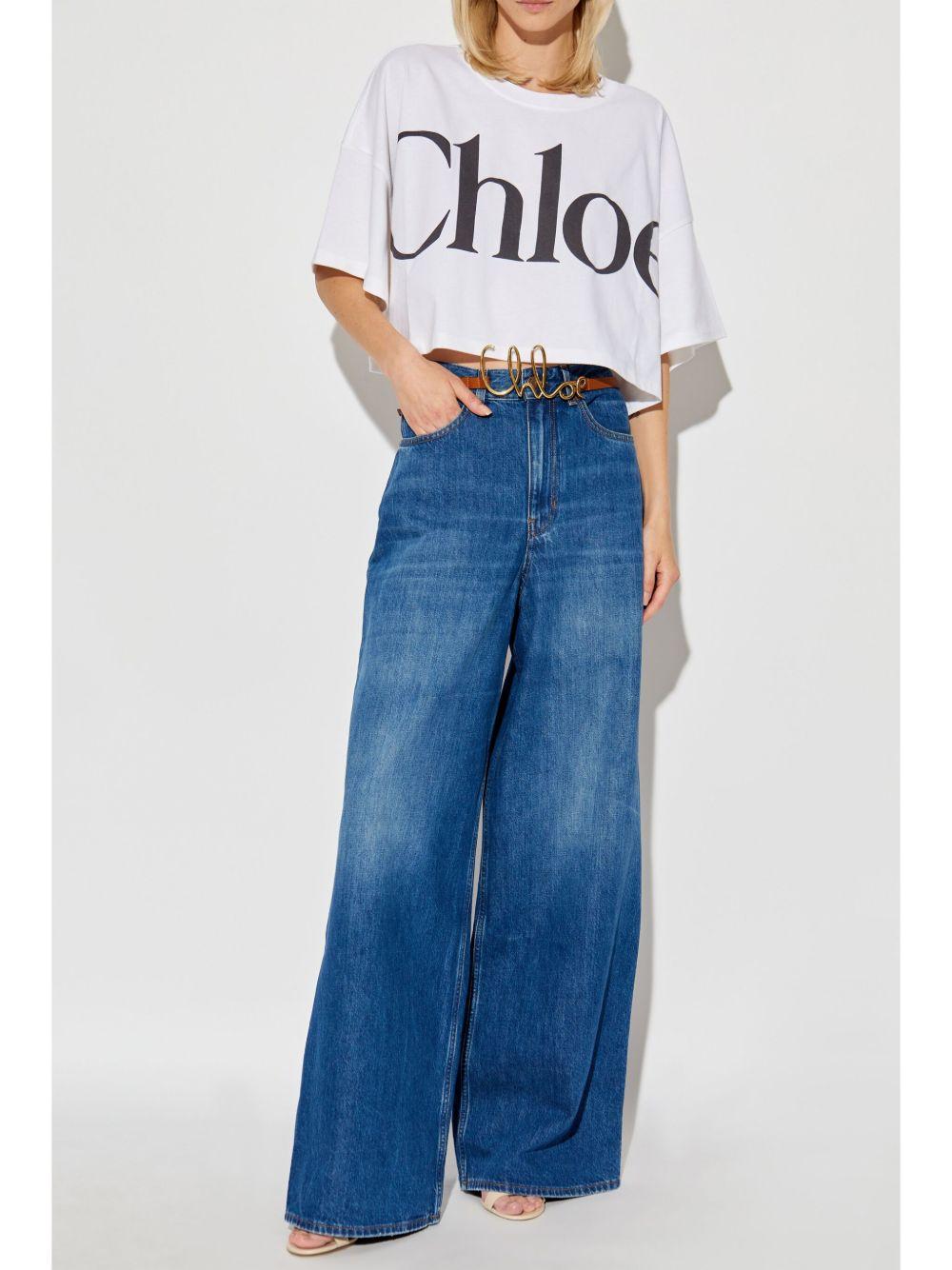 Short boxy T-shirt with logo CH24AJH09183 101 CHLOÉ 