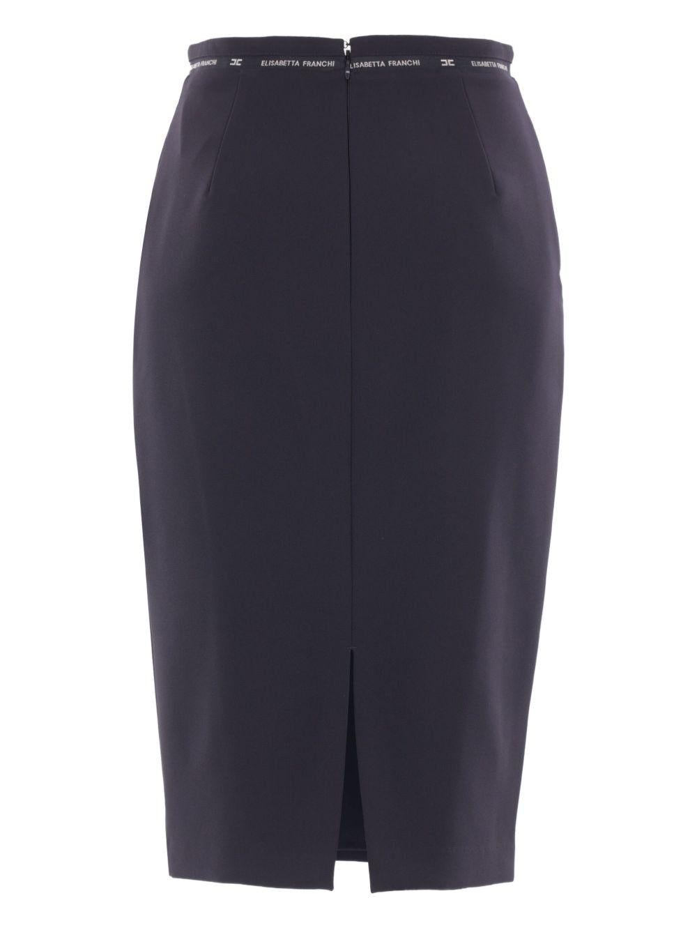 Skirt in crêpe fabric with logo ribbon GO11856E2 110 ELISABETTA FRANCHI 