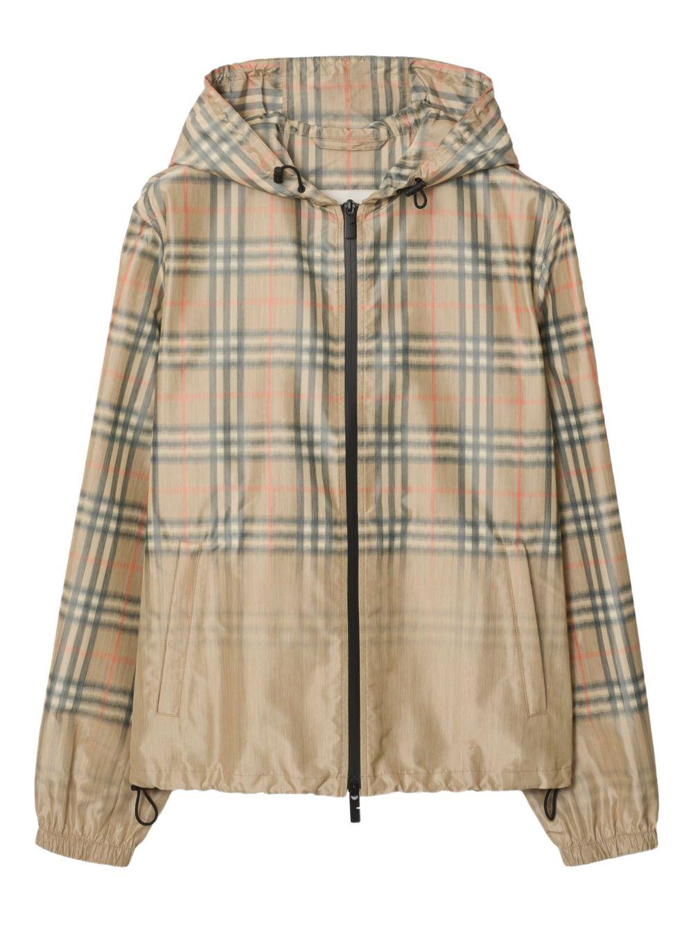 Hooded jacket with faded check 8118831 B9368 BURBERRY 
