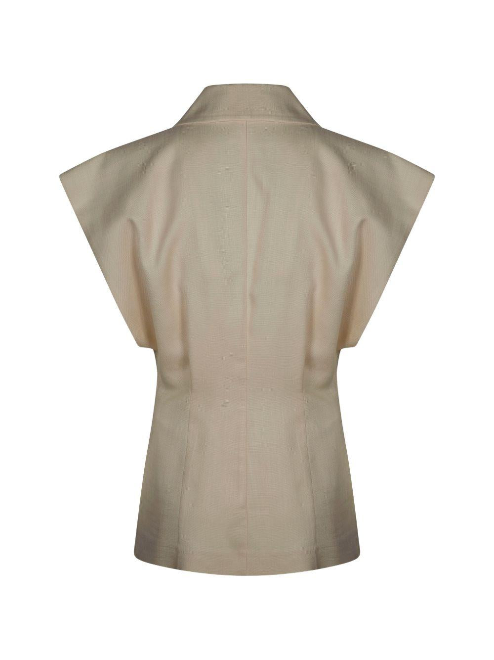 Sleeveless rustic-effect jacket 106509 A2W6C00 PINKO 