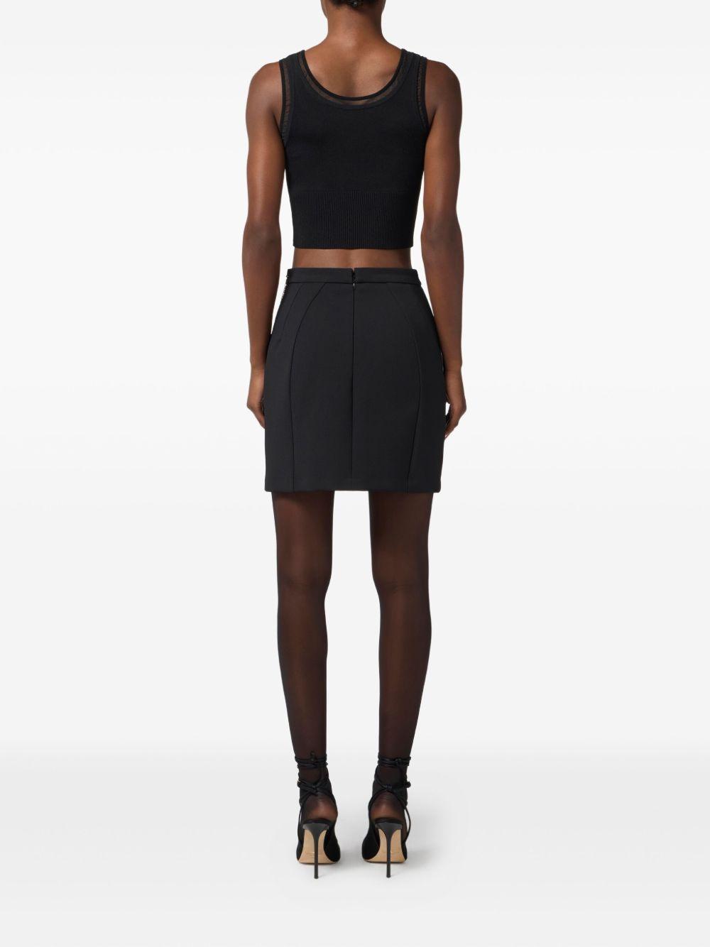 Skirt in double-layer crêpe fabric with jewel chain GO14857E2 110NERO ELISABETTA FRANCHI 