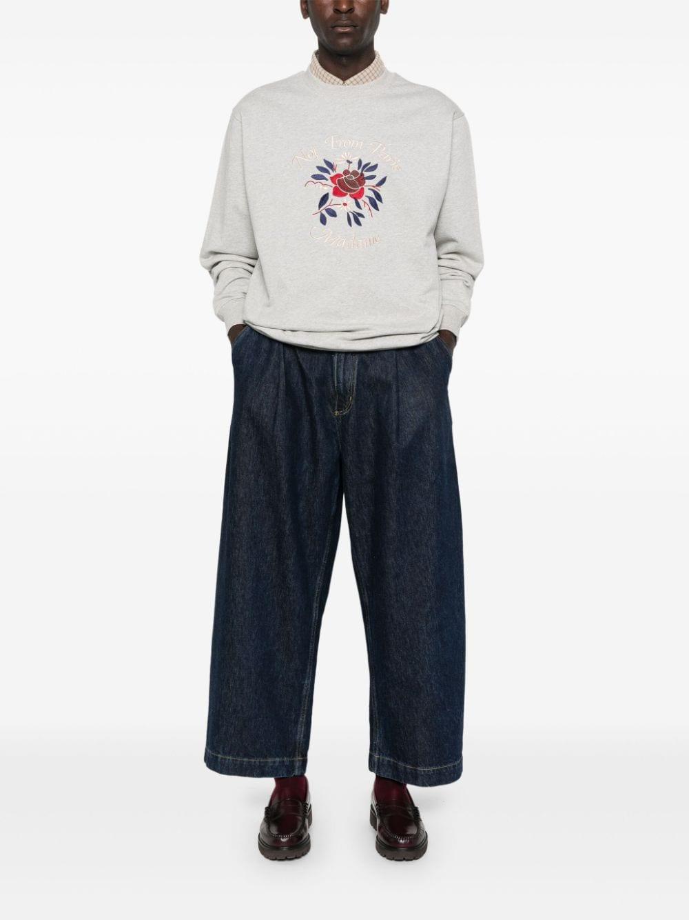 Embroidered-slogan sweatshirt<BR/><BR/><BR/> SW152 CO127GY DRÔLE DE MONSIEUR 