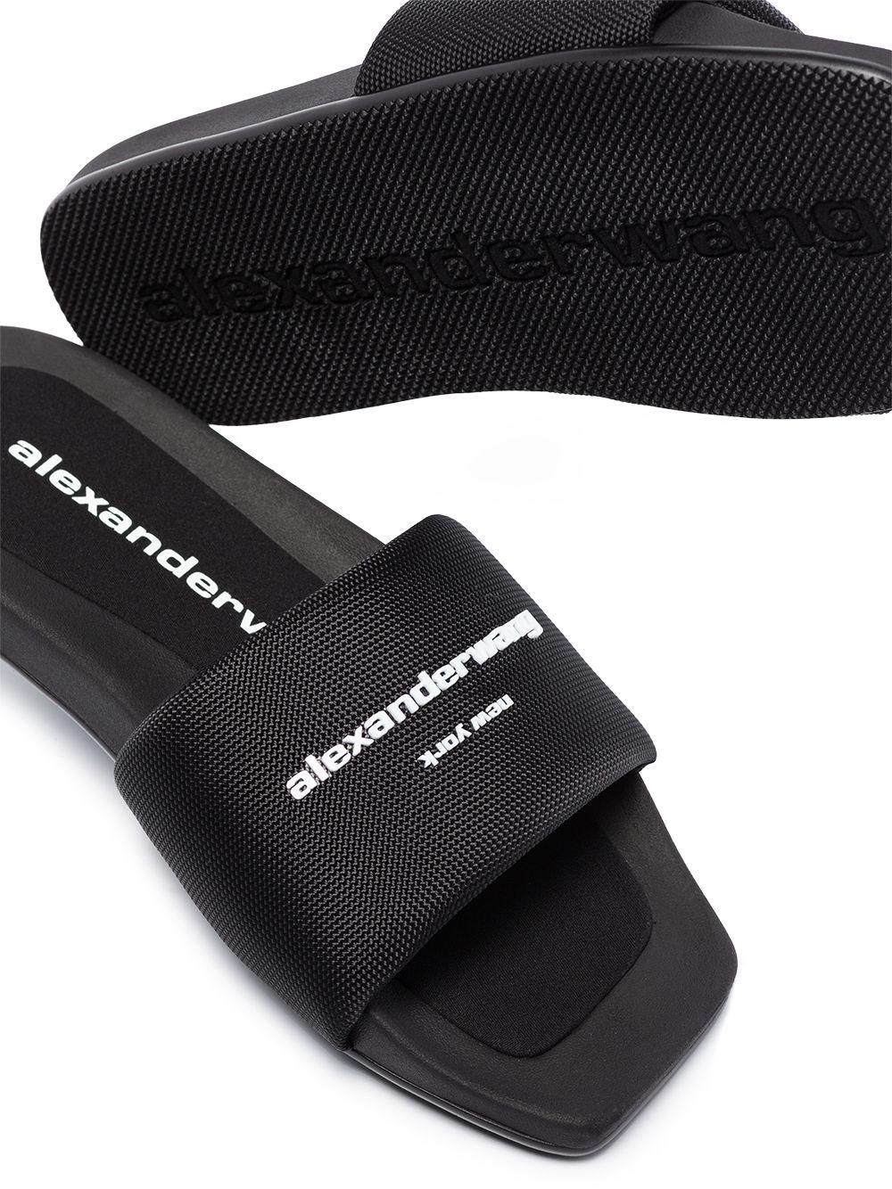 Logo-print flat slides 30221S059 001 ALEXANDER WANG 