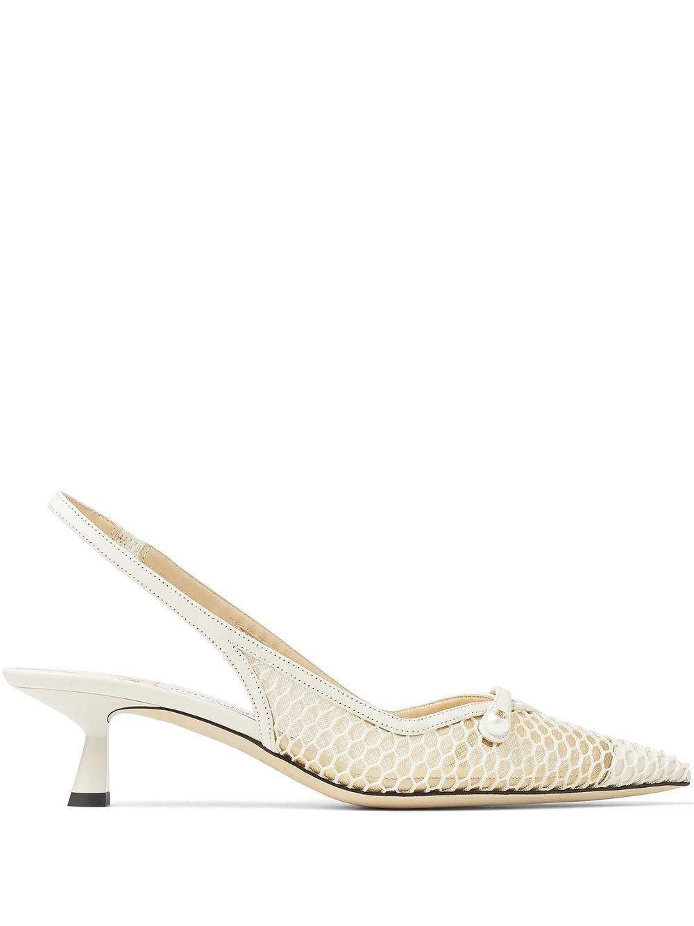 Amita 45 slingback AMITA 45 WHITE/LATTE JIMMY CHOO 