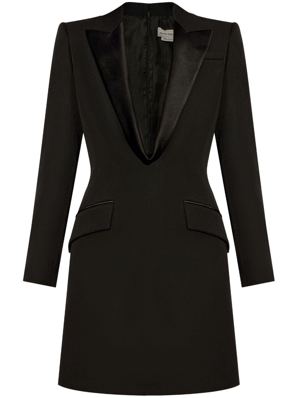 Peak-lapel wool dress<BR/> 794709 QJAAC1000 ALEXANDER MCQUEEN 
