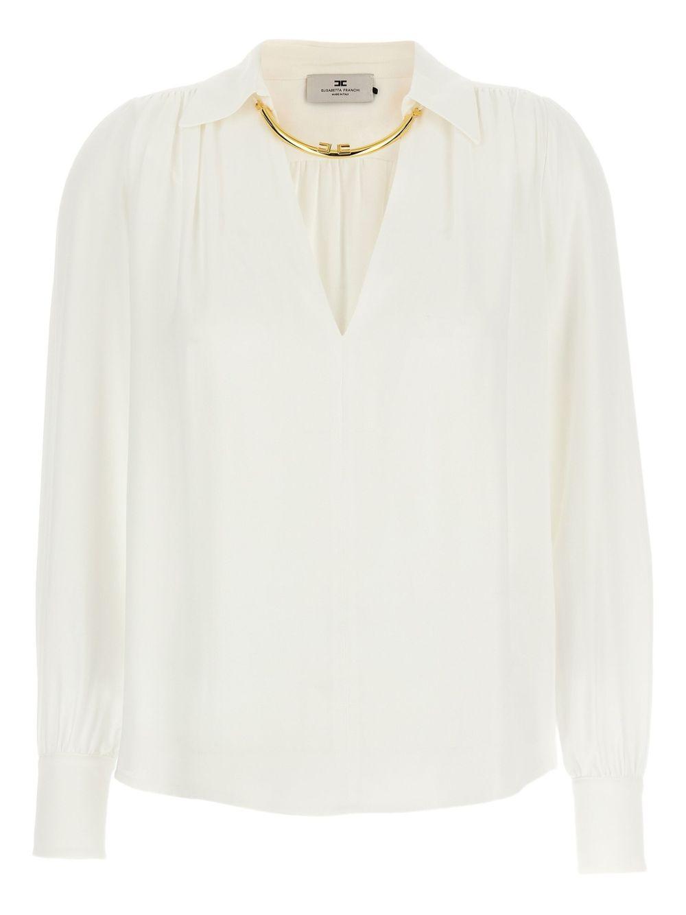 Blouse in georgette fabric with jewel detail CA12356E2 360 ELISABETTA FRANCHI 