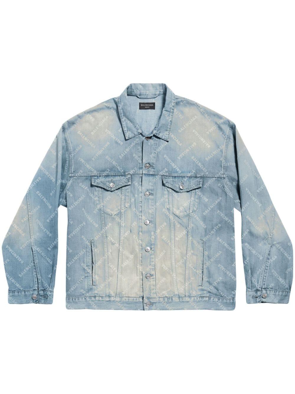 Logo-print denim jacket<BR/><BR/><BR/> 773616 TPW534868 BALENCIAGA 