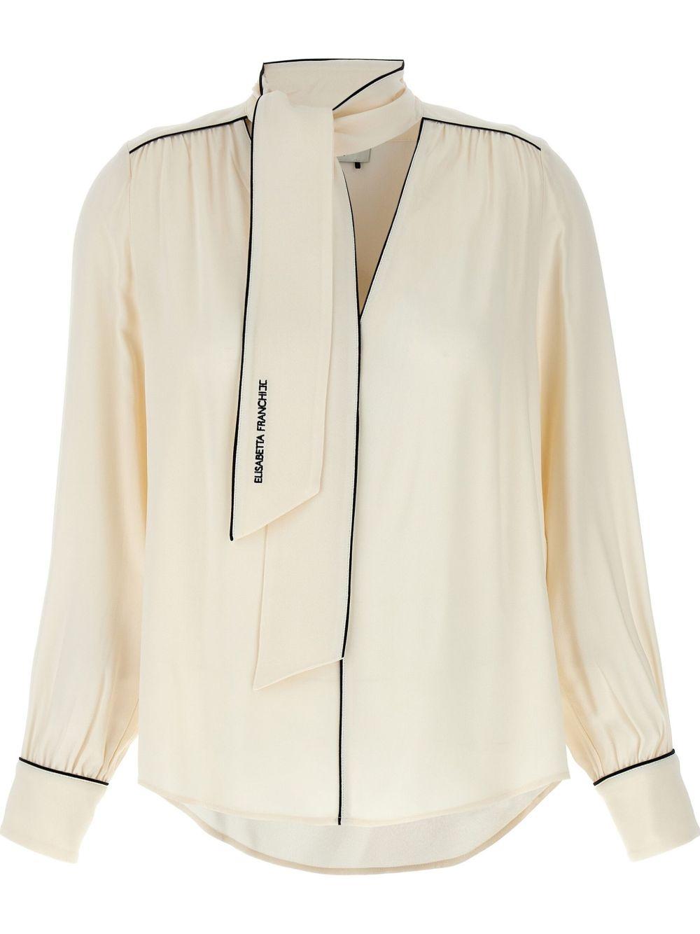 Tie-neck georgette blouse<BR/><BR/><BR/> CA10451E2 E84 ELISABETTA FRANCHI 