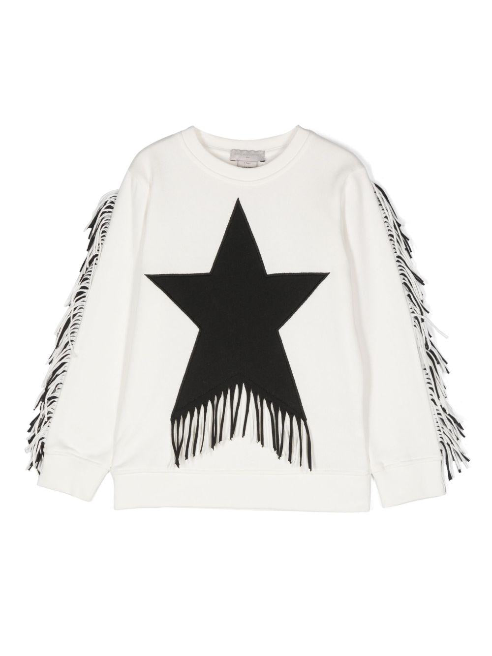 Sweatshirt with star print and fringes TV4D00 Z0453101 STELLA McCARTNEY KIDS 