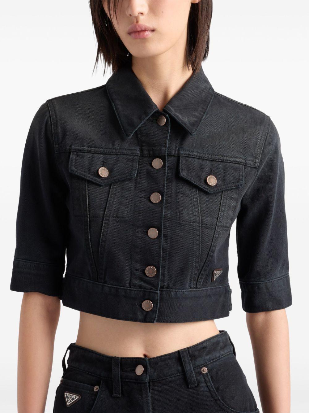 Washed denim cropped jacket GFB316 148JF0557 PRADA 