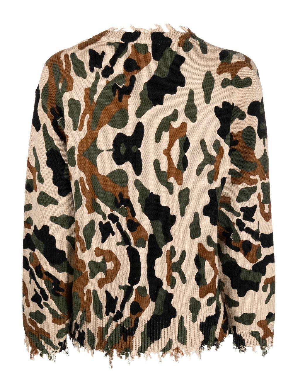 Camouflage-print frayed-trim cardigan Y2WC23 CMF-4 SEMICOUTURE 