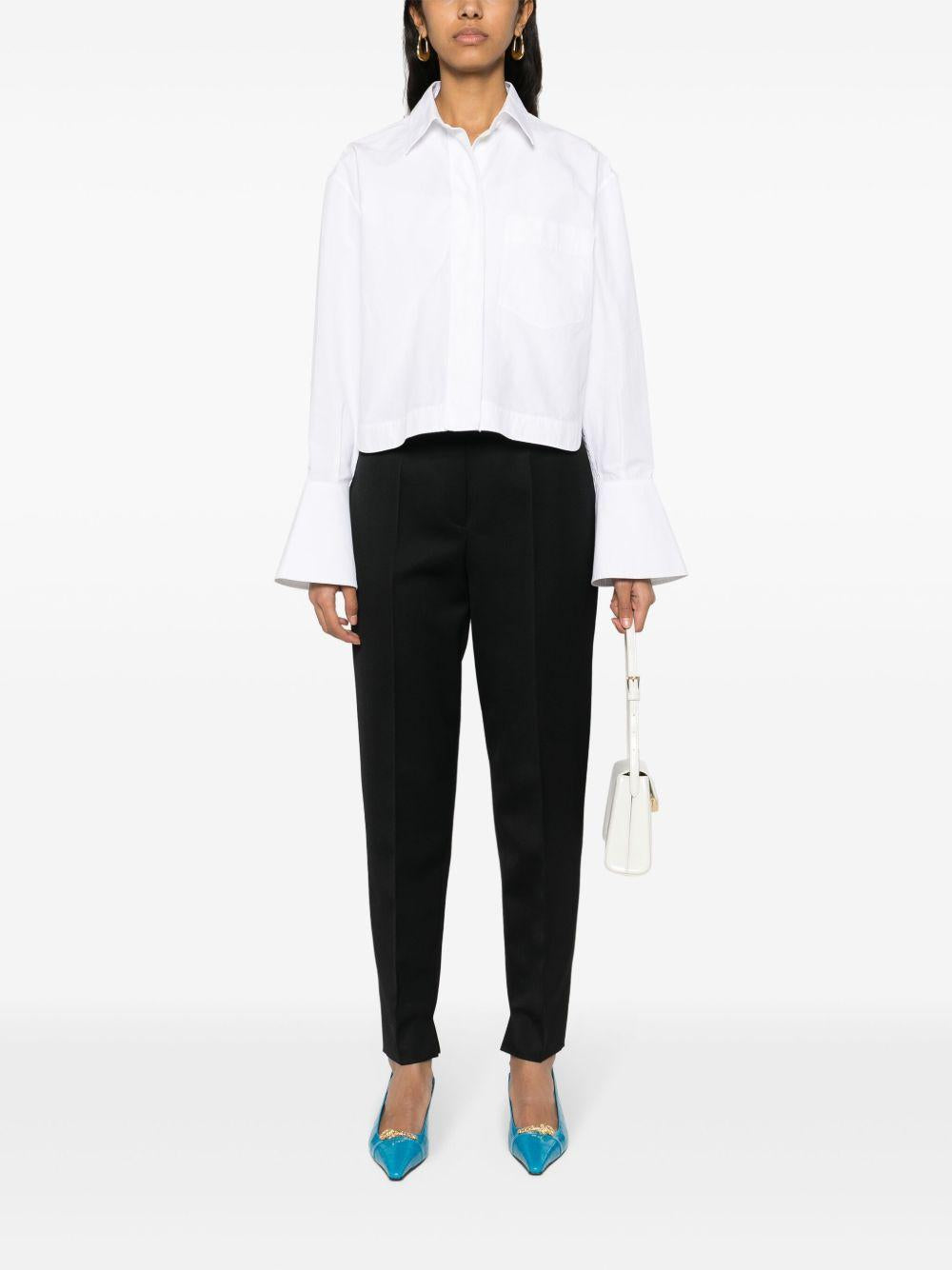 Pressed-crease tapered-leg trousers<BR/><BR/><BR/> P262H 477F0002 PRADA 