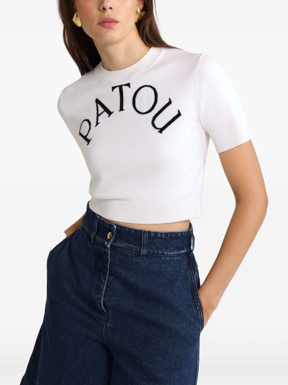 Logo-jacquard cropped top<BR/><BR/> KN2228045 001W PATOU 