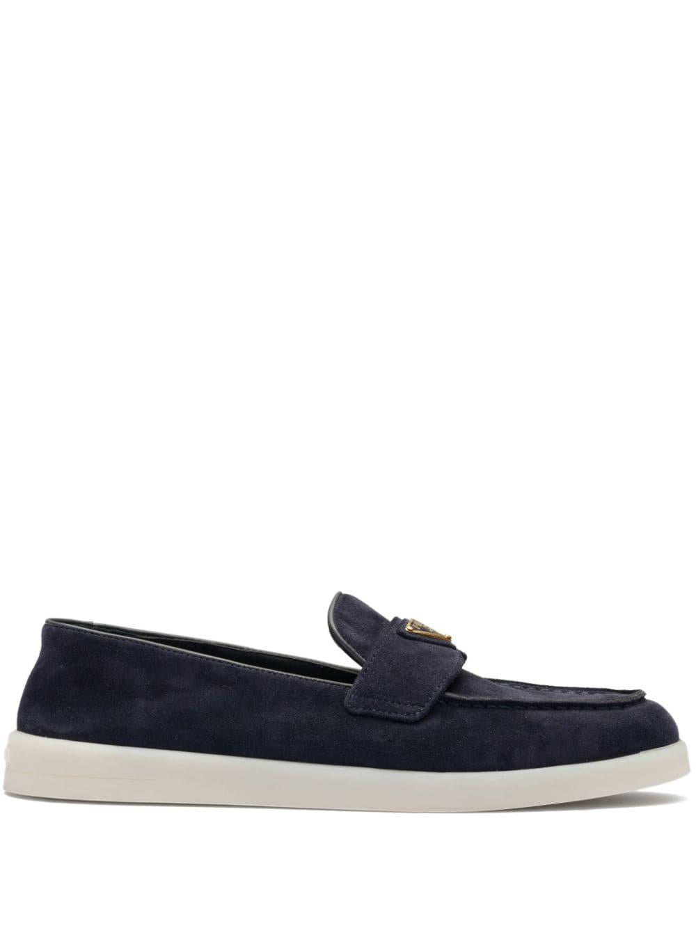 Enamel triangle-logo leather loafers<BR/><BR/><BR/> 1D222N 3LOLF0008 PRADA 