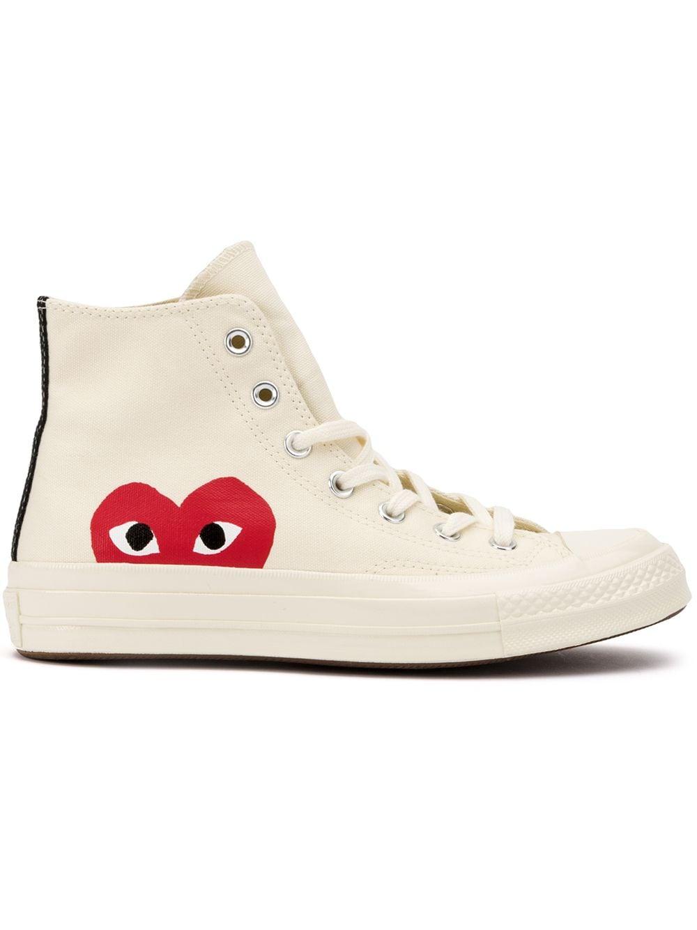 Converse x CDG<BR/>Sneakers alte colore bianco con applicazione cuore P1K112 BEIGE COMME des GARÇONS PLAY x Converse 