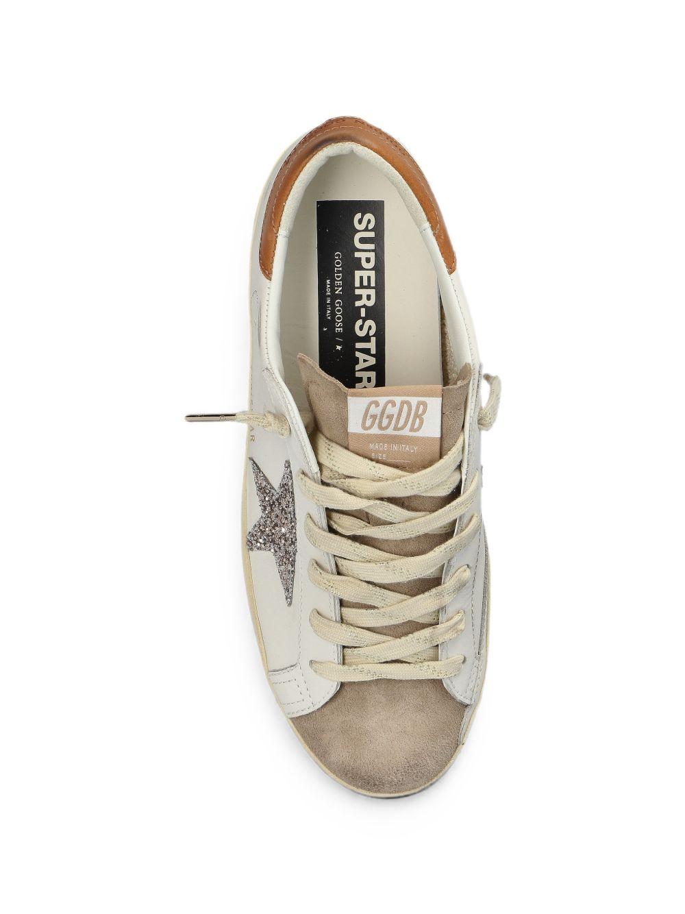 SUPER STAR LEATHER UPPER AND HEEL SUEDE TOE GLITTER STAR GWF00101 F00871912524 GOLDEN GOOSE 