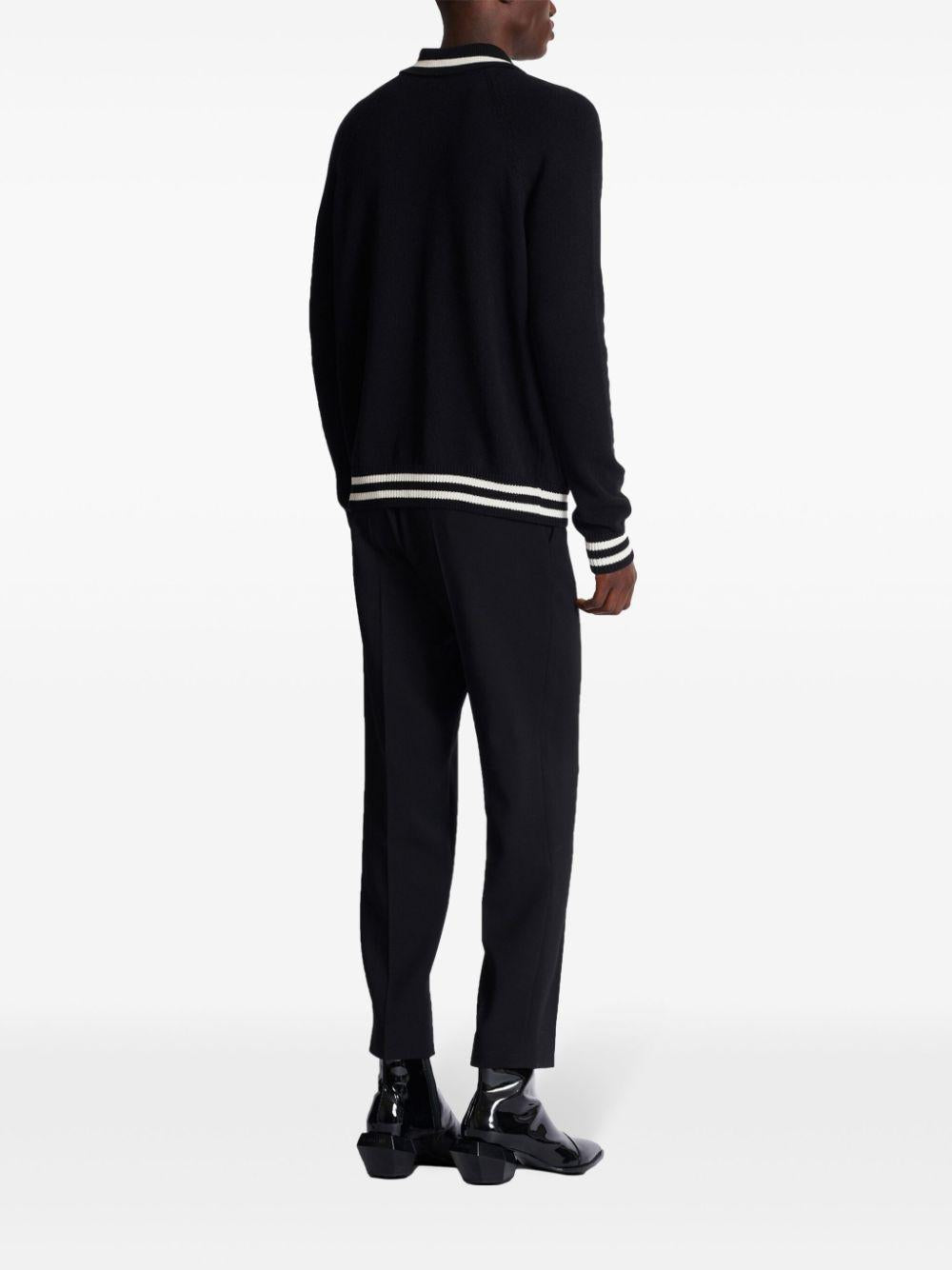 Logo-embroidered long-sleeved polo shirt<BR/><BR/><BR/> DH1GD040KF96 EER BALMAIN 