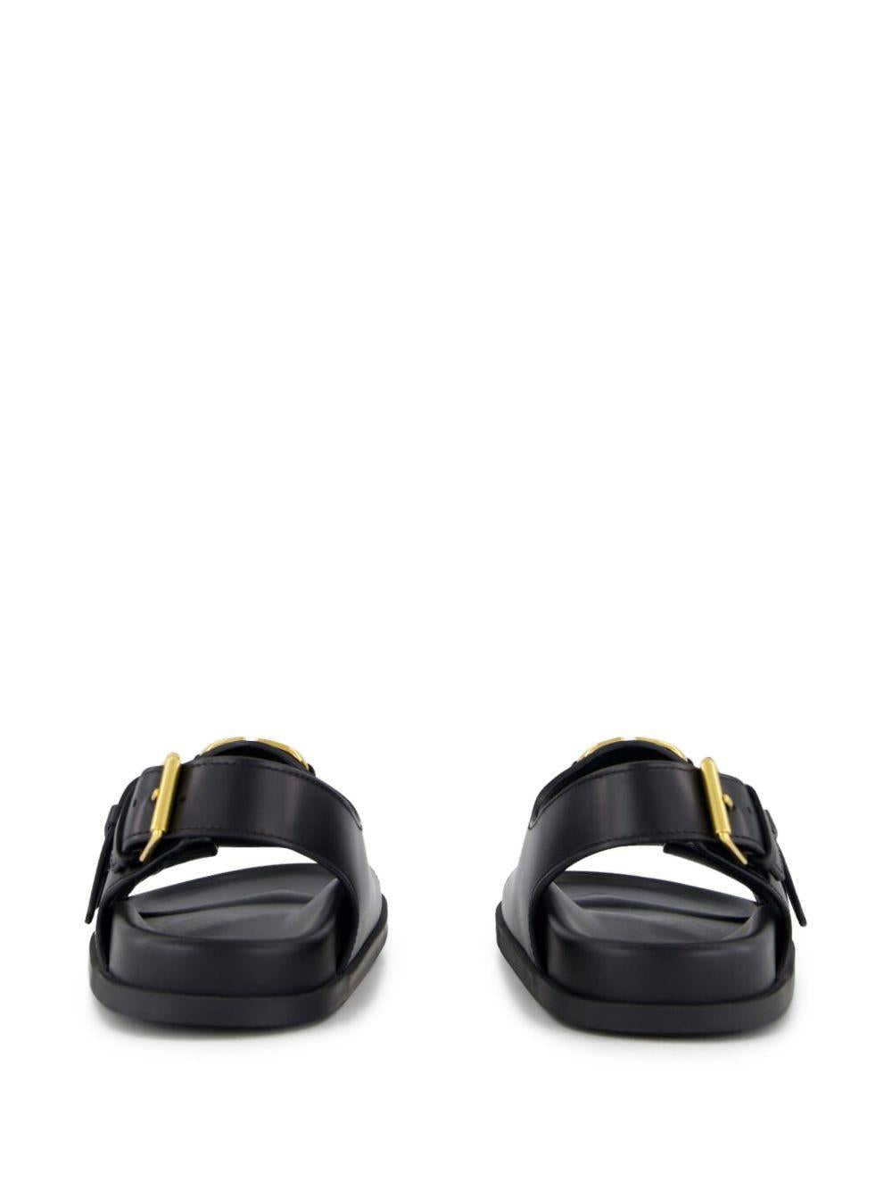 Flat Sandals with VLogo Buckles<BR/> 6W2S0LK6BEK 0NO VALENTINO GARAVANI 
