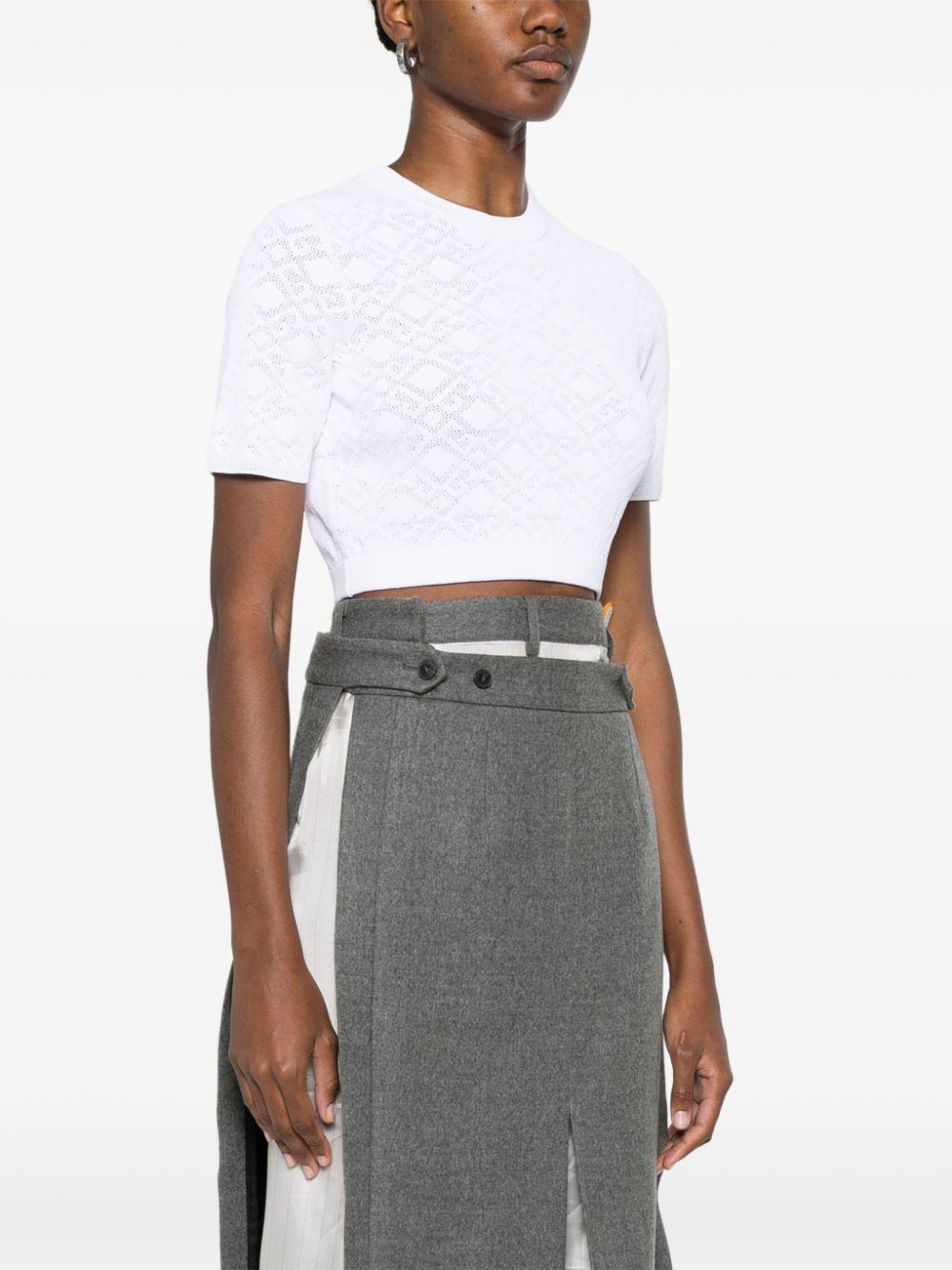 Monogram 72-jacquard cropped T-shirt<BR/><BR/><BR/> BW90TT4ZPN 100 GIVENCHY 