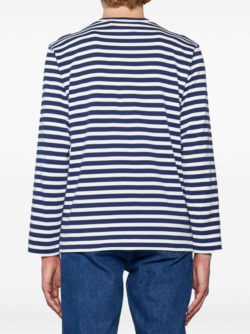 heart-patch striped cotton T-shirt AX-T228-051 NAVY COMME DES GARÇONS PLAY 