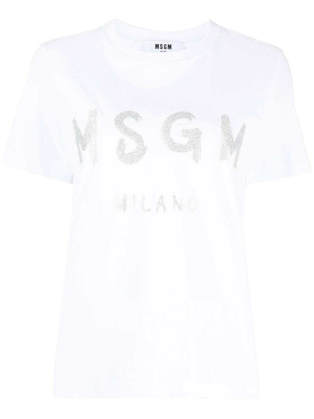 Graffiti logo-print T-shirt<BR/><BR/><BR/><BR/> 3441MDM510G 23700201 MSGM 