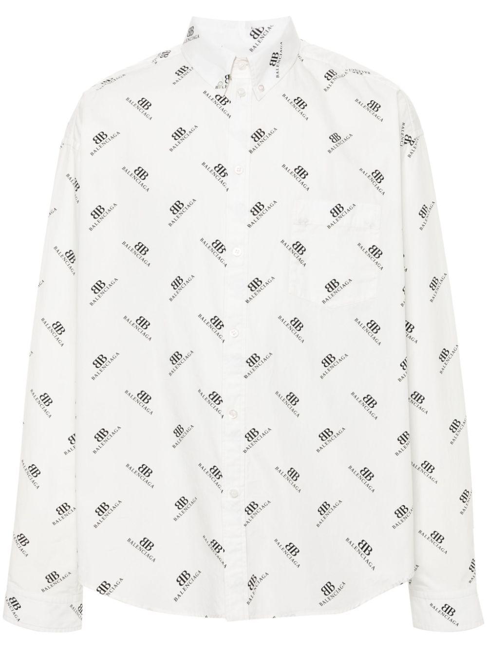 BB-print cotton shirt<BR/><BR/><BR/><BR/><BR/><BR/> 662983 TQL149040 BALENCIAGA 