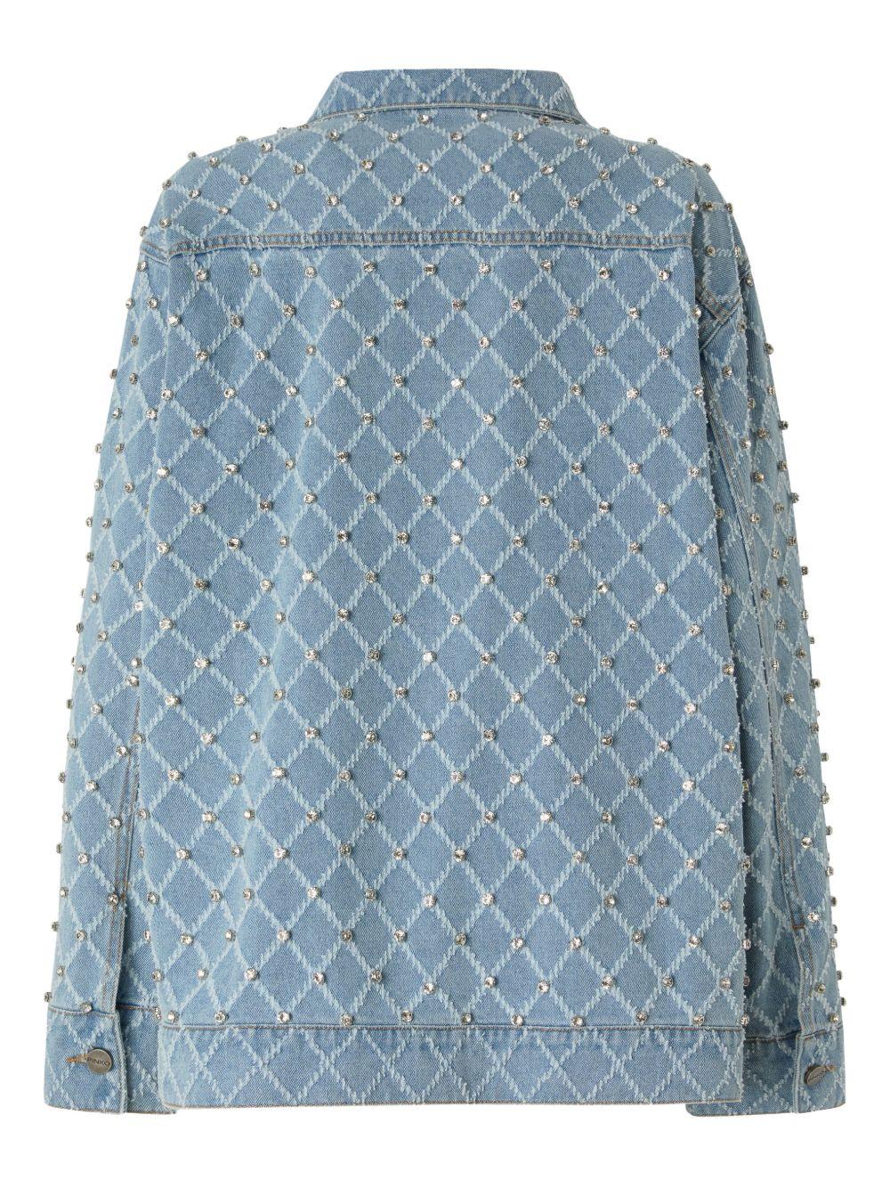 Denim jacket with diamond pattern and rhinestones 106246 A32NPJE PINKO 