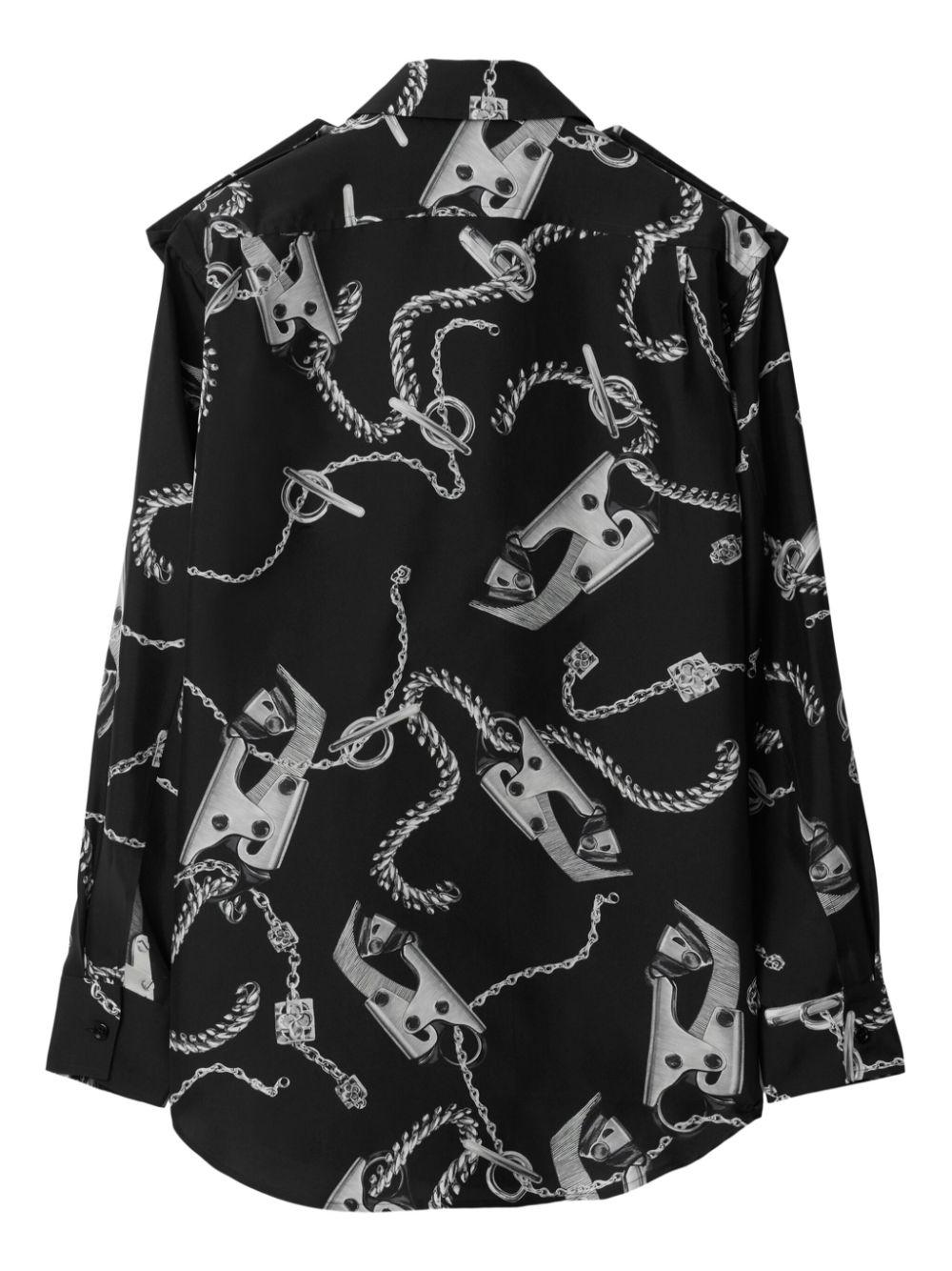 Knight Hardware silk shirt<BR/><BR/><BR/> 8088942 SILVERBLACK BURBERRY 