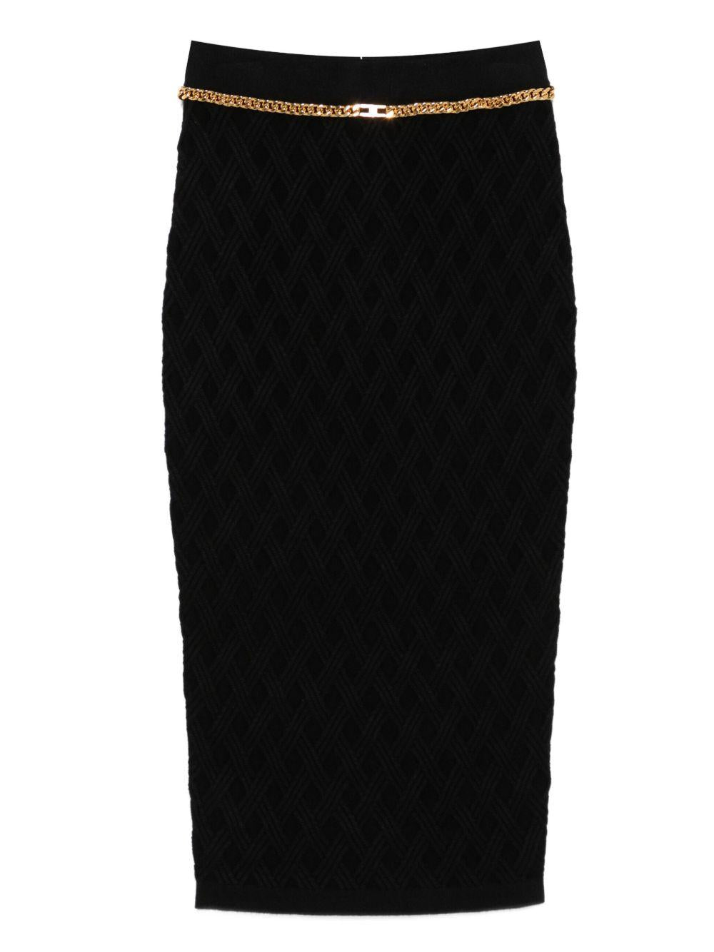 Skirt in knit fabric with diamonds and jewel details GK20B56E2 110 ELISABETTA FRANCHI 