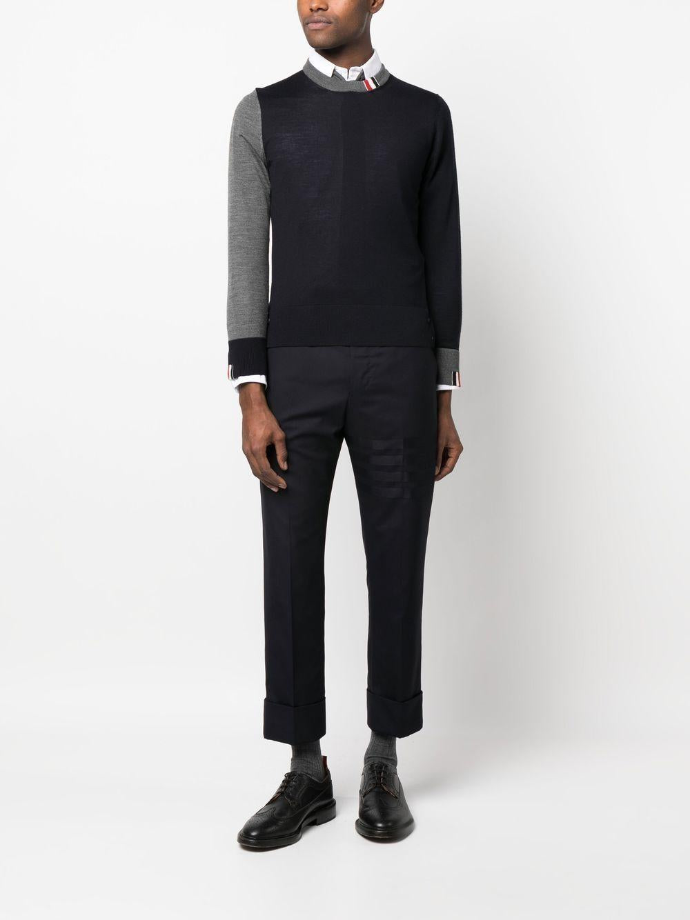 Navy blue wool 4-Bar tailored trousers MTC001A 06146420 THOM BROWNE 