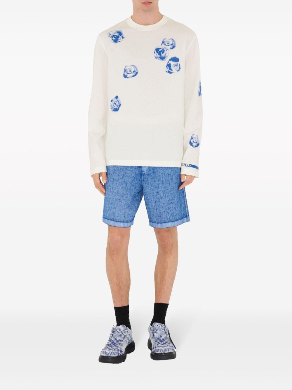 Equestrian Knight-appliqué linen shorts<BR/><BR/><BR/> 8081793 B7323 BURBERRY 