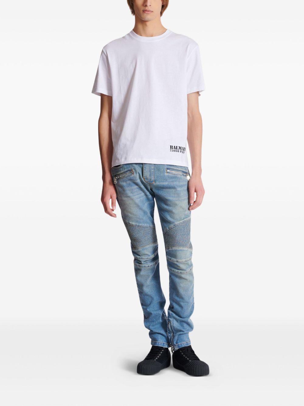 Slim-fit biker trousers FH1MG115DF81 6AW BALMAIN 