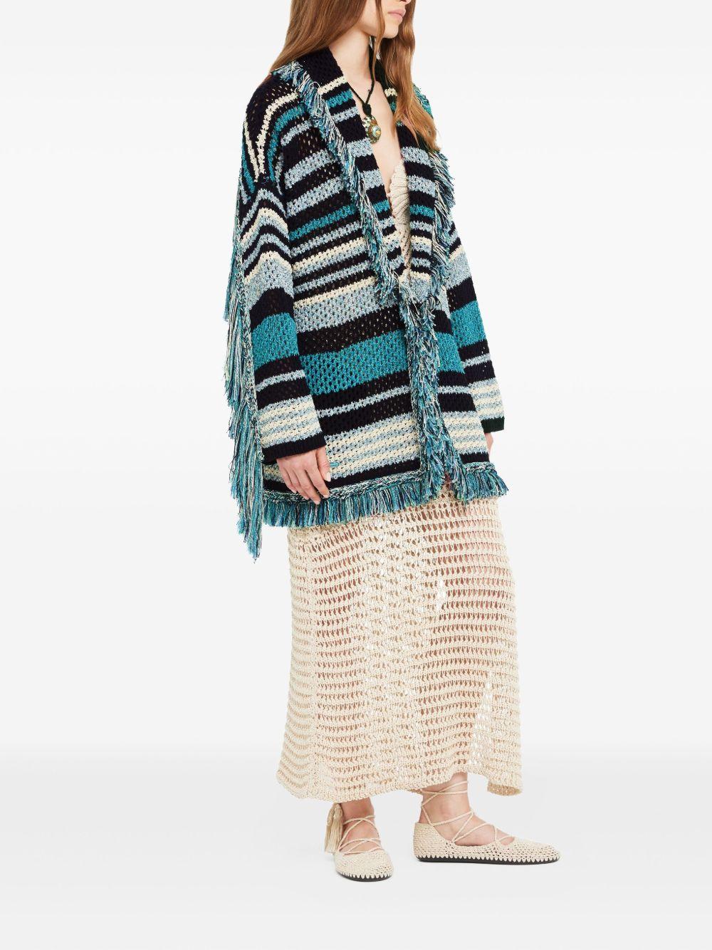 Ocean Stripes fringed cardigan LWHB064R26KNI012 1084 ALANUI 