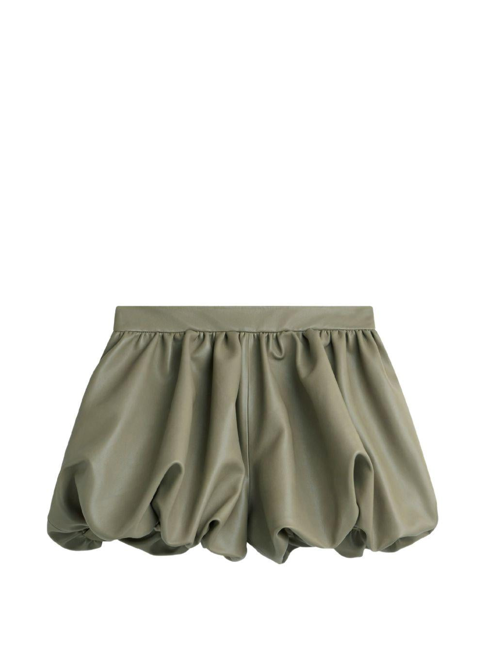ALINA FAUX LEATHER BUBBLE HEM SHORTS SHFS21906430 SAGE THE FRANKIE SHOP 