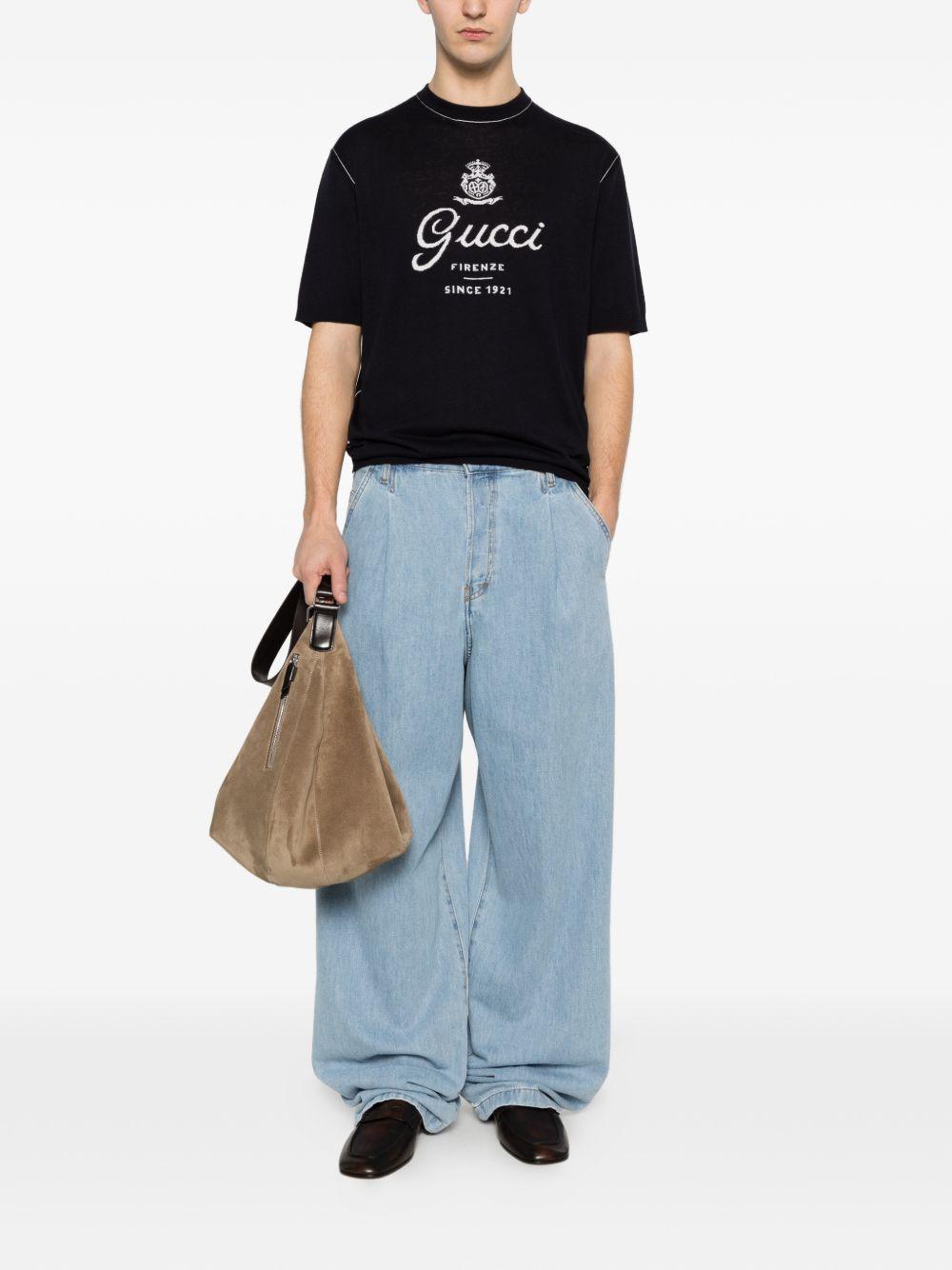 Knit silk linen T-shirt with intarsia 851828 XKFC84041 GUCCI 