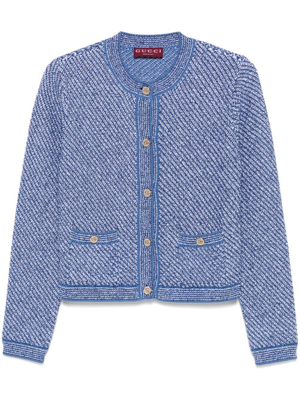 Fine cotton crewneck cardigan 818643 XKENR4179 GUCCI 