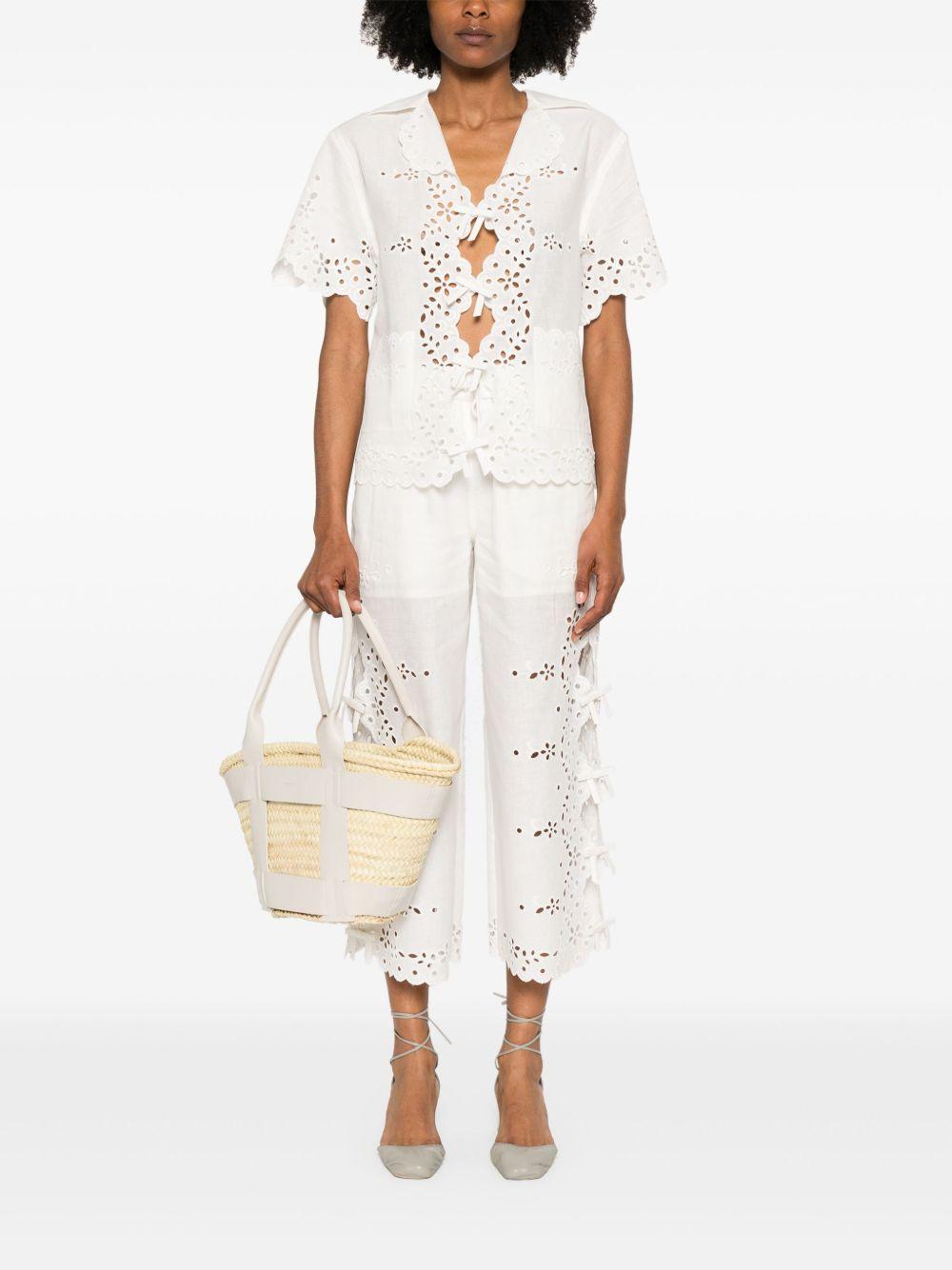 Embroidered trousers<BR/><BR/> 128PA CREAM SELF-PORTRAIT 