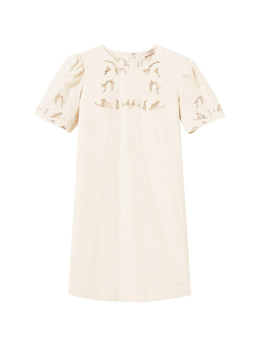 Short linen blend dress with embroidery 261TP2310 S2140000059 TWINSET 