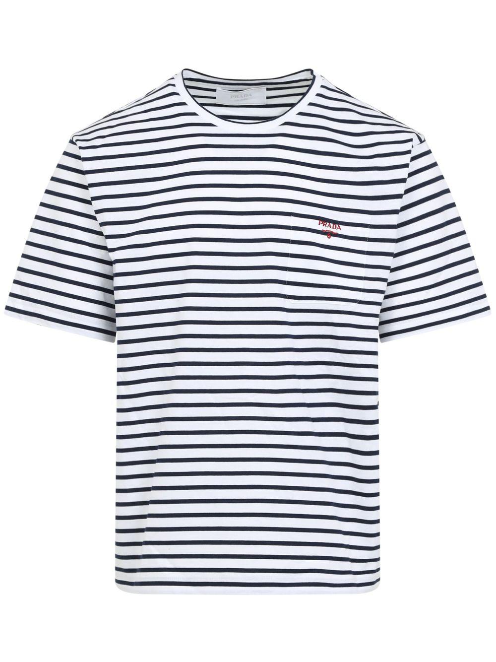 Logo-embroidered T-shirt<BR/><BR/><BR/> UJN929 1045F0UB0 PRADA 