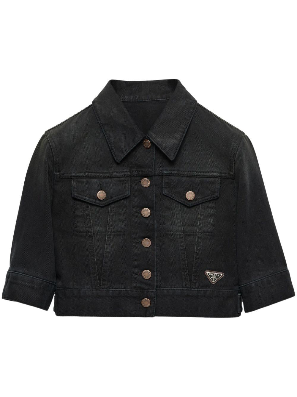 Washed denim cropped jacket GFB316 148JF0557 PRADA 