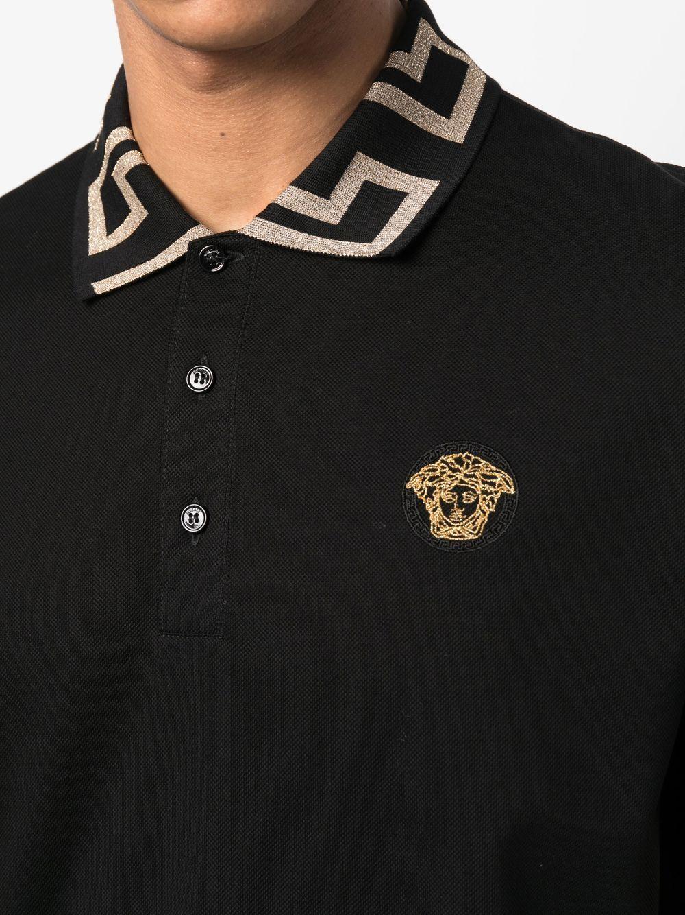 Embroidered Cotton-Piqué Polo A87402 1A061991B000 VERSACE 